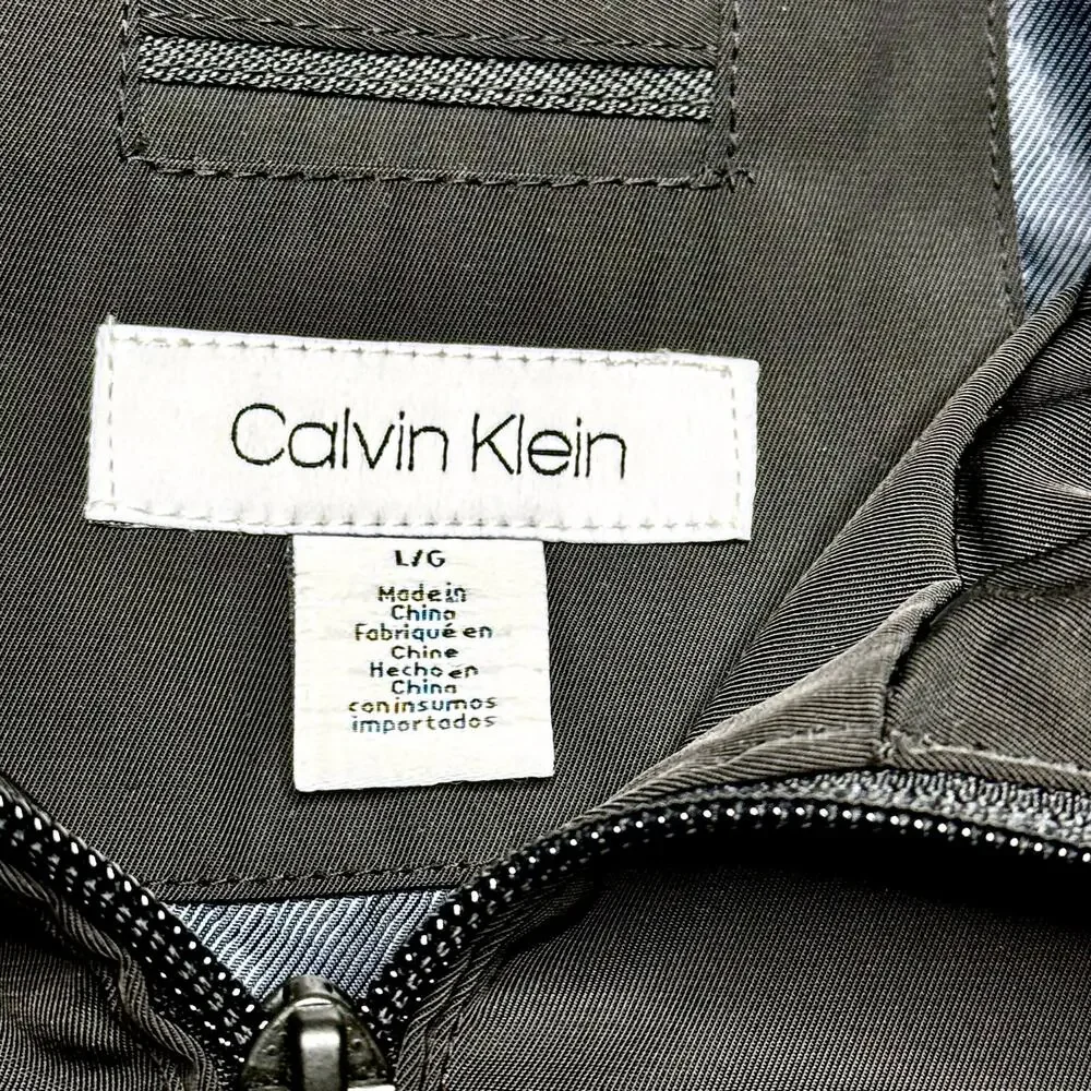 CALVIN KLEIN Men's Black Mid weight Hooded Casual Rain Jacket size Large